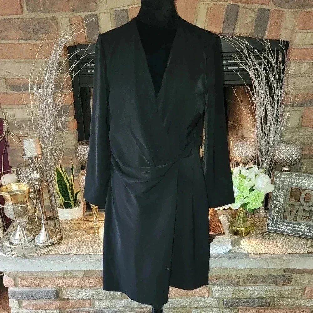 Black Asymmetrical Wrap Dress NWT